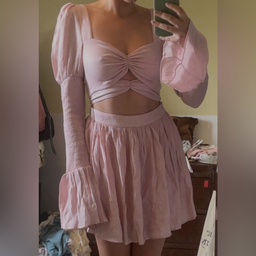 Atoir pink cutout mini dress size medium long sleeves